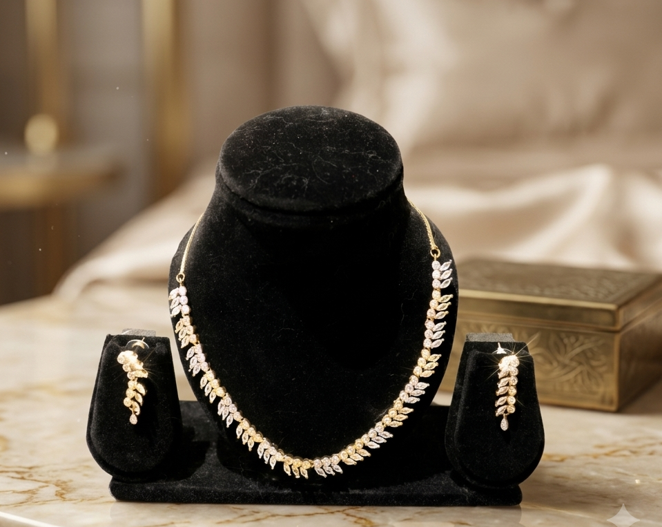 Botanica Marquise Diamond Leaf Necklace & Earring Set