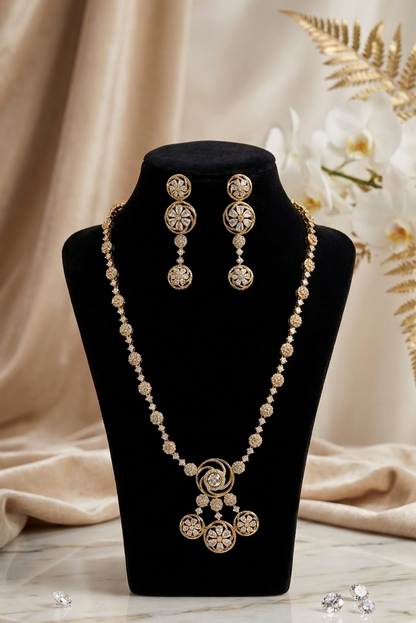 Aura Floral Crystal Pendant Necklace & Earring Set