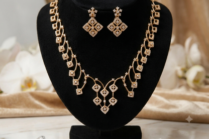The Aurelia Geometric Gold & Brilliant CZ Necklace Set