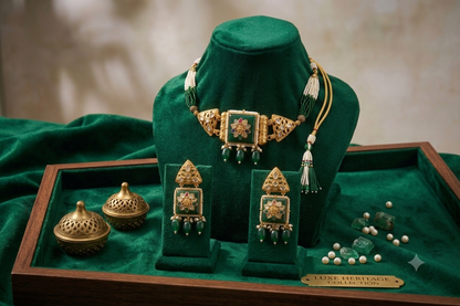 The Empress Emerald Choker & Drop Earring Set