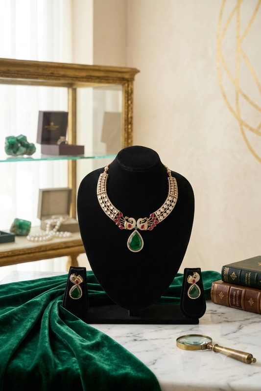 Imperial Peacock Emerald Statement Set