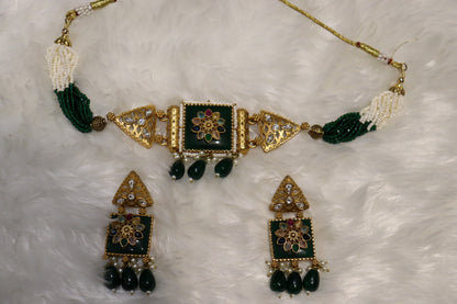 The Empress Emerald Choker & Drop Earring Set