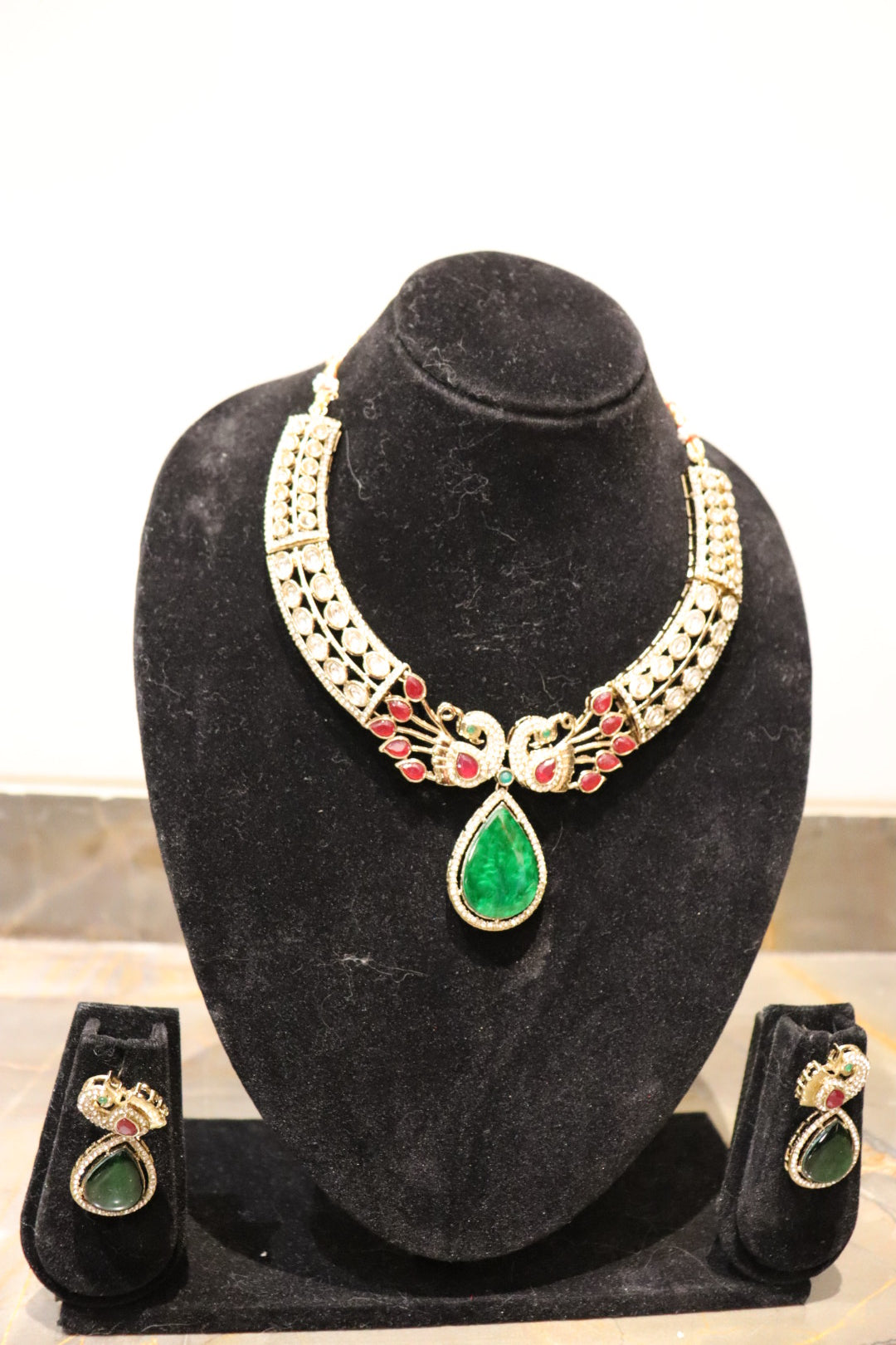 Imperial Peacock Emerald Statement Set