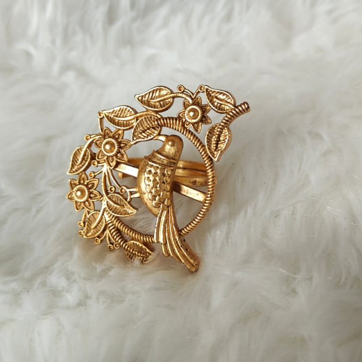 Golden Filigree Bird Ring