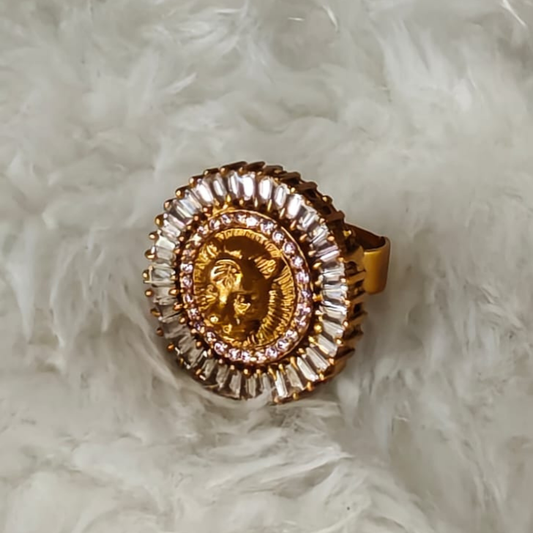 Vintage Gold Medallion Halo Ring